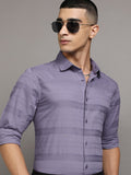 Highlander Men Purple Striped Relaxed Fit Casual Shirt - Purple - Image 1