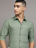 Highlander Men Green Striped Relaxed Fit Casual Shirt - Green - Image 1