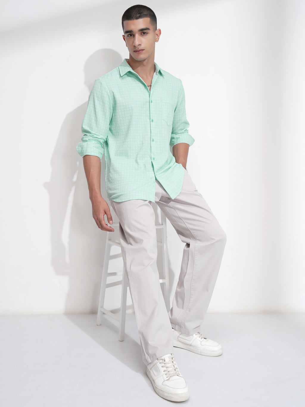 Highlander Men Green Checked Regular Fit Casual Shirt - Green - Image 2