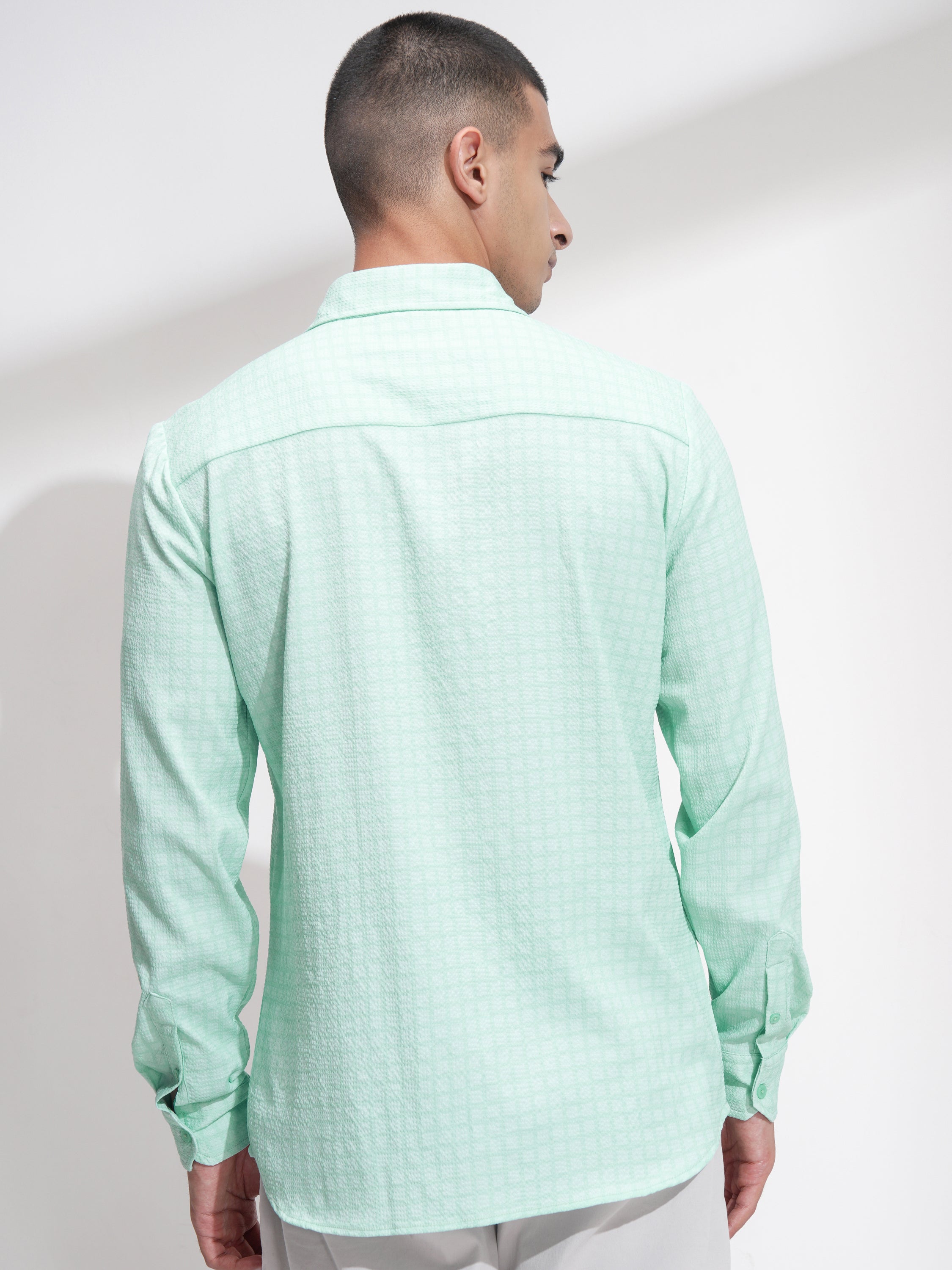 Highlander Men Green Checked Regular Fit Casual Shirt - Green - Image 3