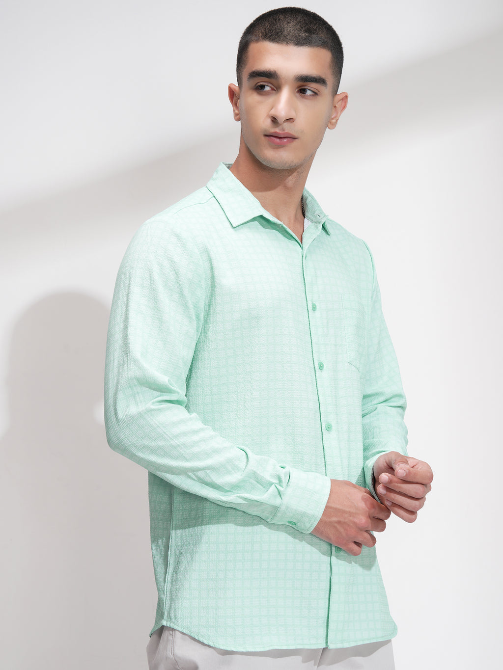 Highlander Men Green Checked Regular Fit Casual Shirt - Green - Image 6