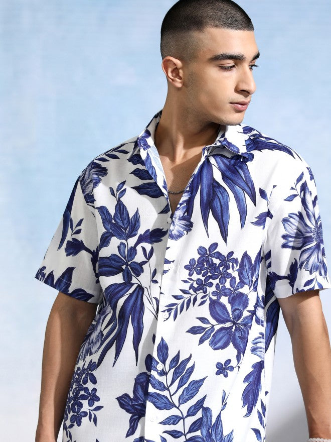 Highlander Men White Printed Relaxed Fit Casual Shirt - White - Image 1