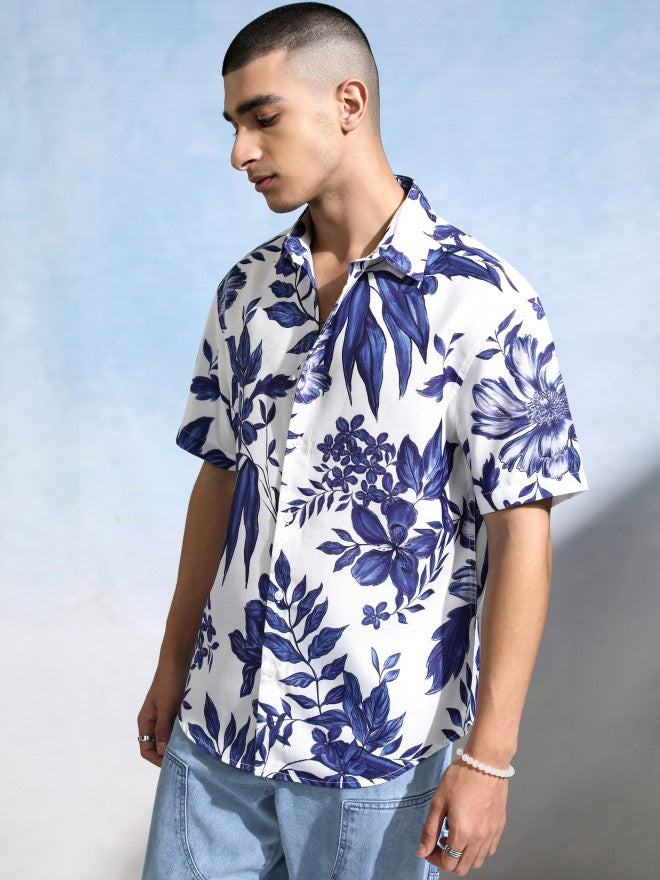 Highlander Men White Printed Relaxed Fit Casual Shirt - White - Image 4