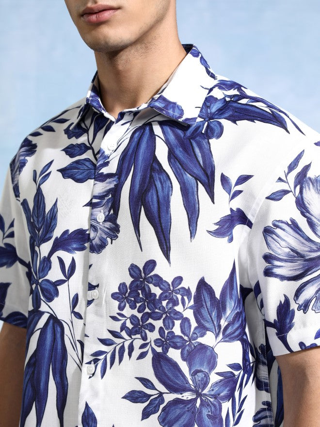 Highlander Men White Printed Relaxed Fit Casual Shirt - White - Image 5