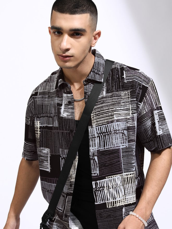 Highlander Men Grey Printed Relaxed Fit Casual Shirt - Grey - Image 1
