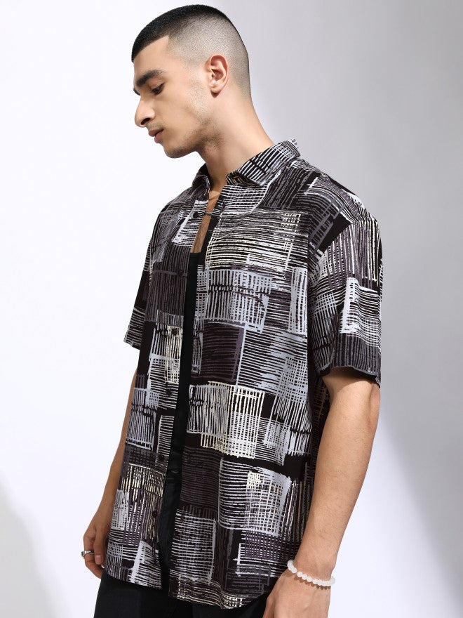 Highlander Men Grey Printed Relaxed Fit Casual Shirt - Grey - Image 4
