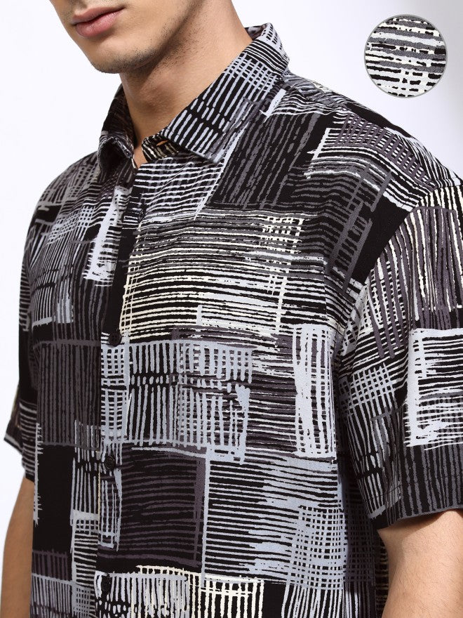 Highlander Men Grey Printed Relaxed Fit Casual Shirt - Grey - Image 5