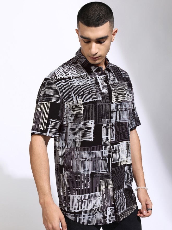 Highlander Men Grey Printed Relaxed Fit Casual Shirt - Grey - Image 6