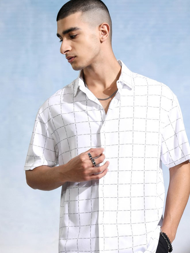 Highlander Men White Checked Relaxed Fit Casual Shirt - White - Image 1