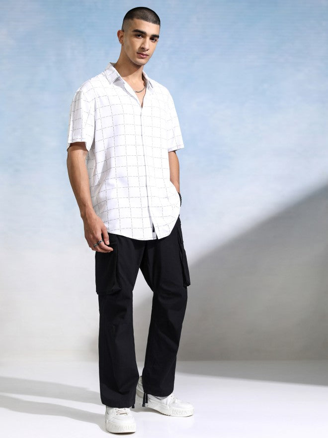 Highlander Men White Checked Relaxed Fit Casual Shirt - White - Image 2