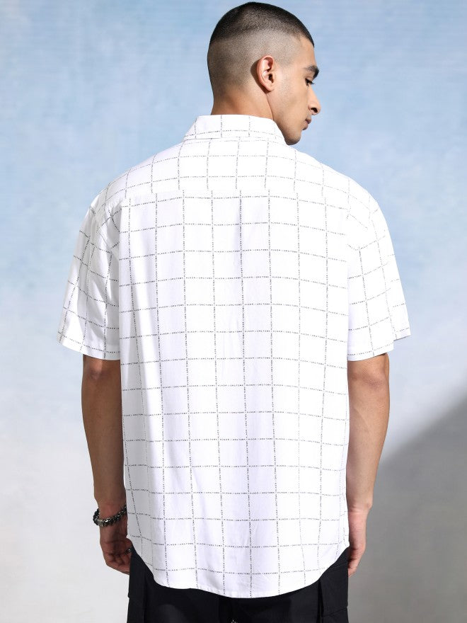 Highlander Men White Checked Relaxed Fit Casual Shirt - White - Image 3