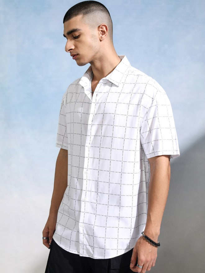 Highlander Men White Checked Relaxed Fit Casual Shirt - White - Image 4