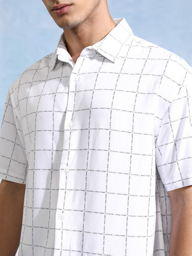Highlander Men White Checked Relaxed Fit Casual Shirt - White - Image 5