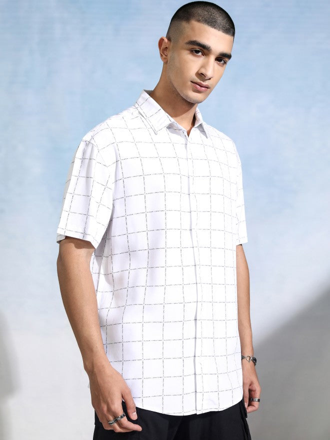 Highlander Men White Checked Relaxed Fit Casual Shirt - White - Image 6