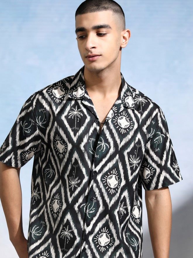 Highlander Men Cream Printed Relaxed Fit Casual Shirt - Cream - Image 1