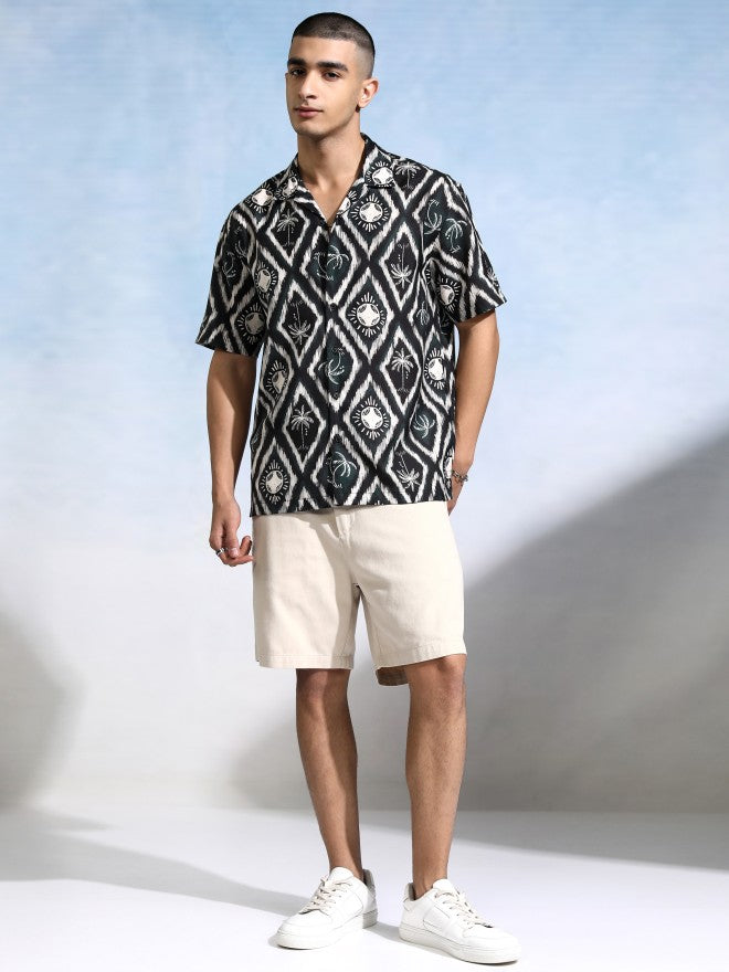Highlander Men Cream Printed Relaxed Fit Casual Shirt - Cream - Image 2