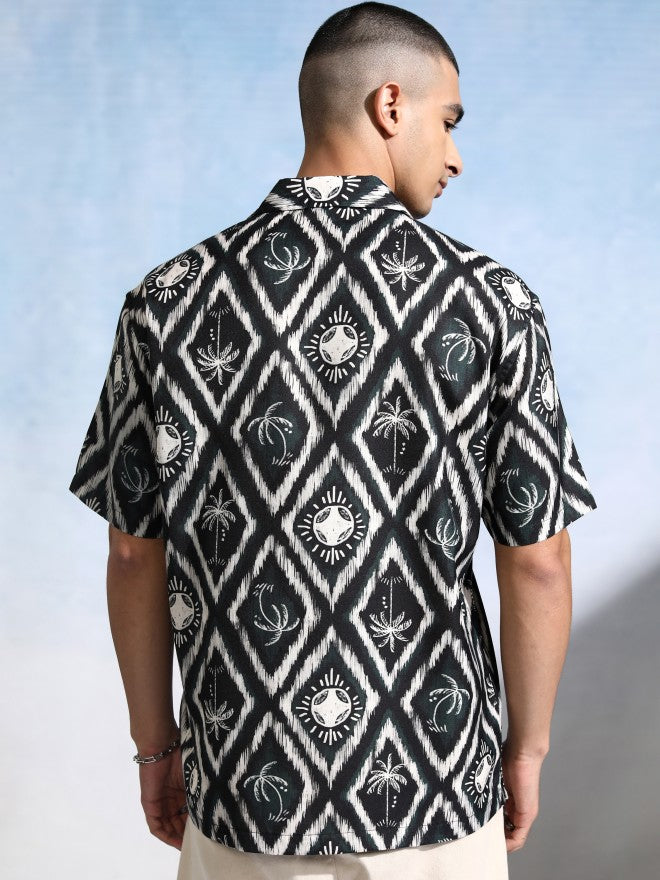 Highlander Men Cream Printed Relaxed Fit Casual Shirt - Cream - Image 3