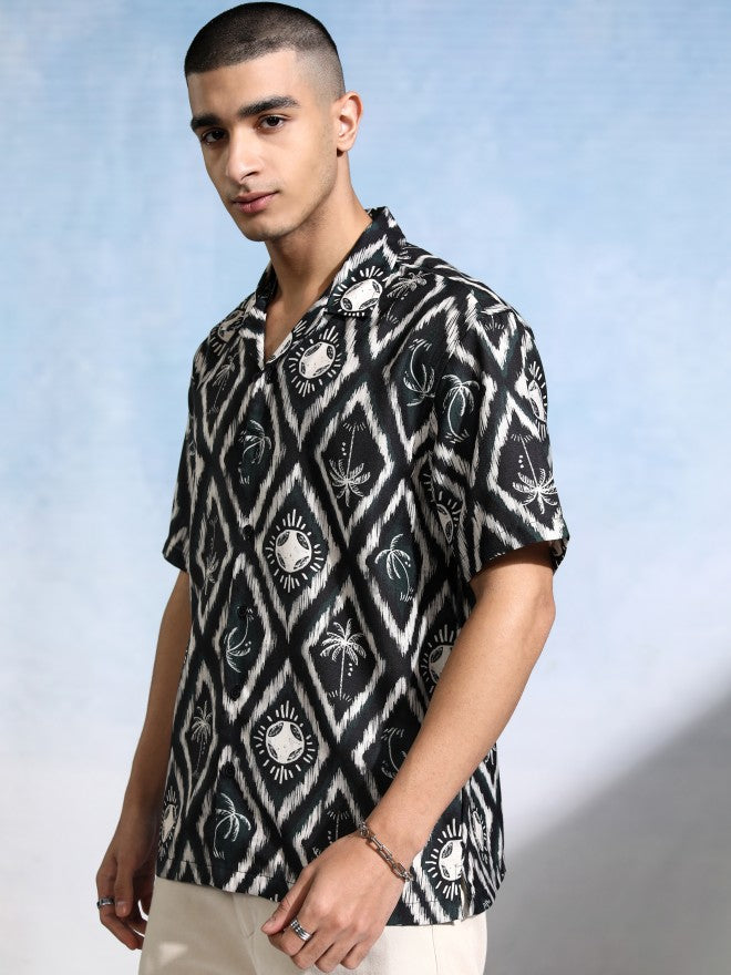 Highlander Men Cream Printed Relaxed Fit Casual Shirt - Cream - Image 4