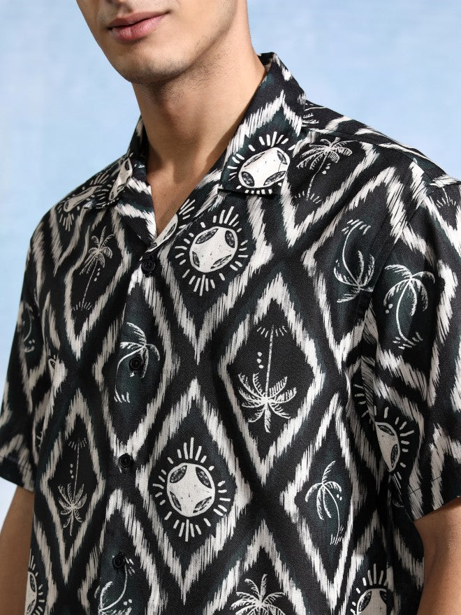 Highlander Men Cream Printed Relaxed Fit Casual Shirt - Cream - Image 5