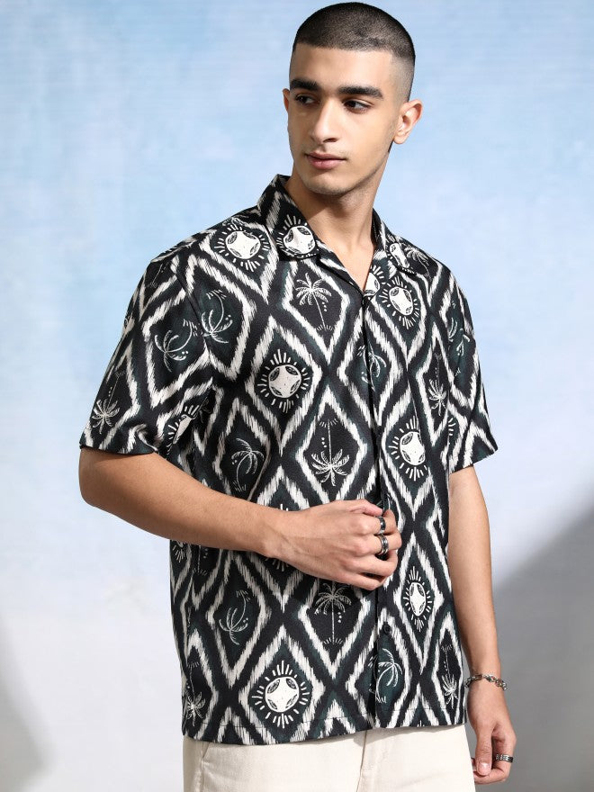 Highlander Men Cream Printed Relaxed Fit Casual Shirt - Cream - Image 6