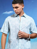 Highlander Men Blue Printed Relaxed Fit Casual Shirt - Blue - Image 1
