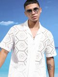 Highlander Men White Textured Relaxed Fit Casual Shirt - White - Image 1