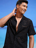 Highlander Men Black Textured Relaxed Fit Casual Shirts - Black - Image 1