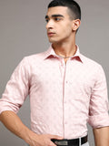 Highlander Men Pink Textured Regular Fit Casual Shirt - Pink - Image 1