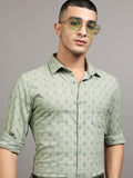 Highlander Men Green Textured Regular Fit Casual Shirt - Green - Image 1