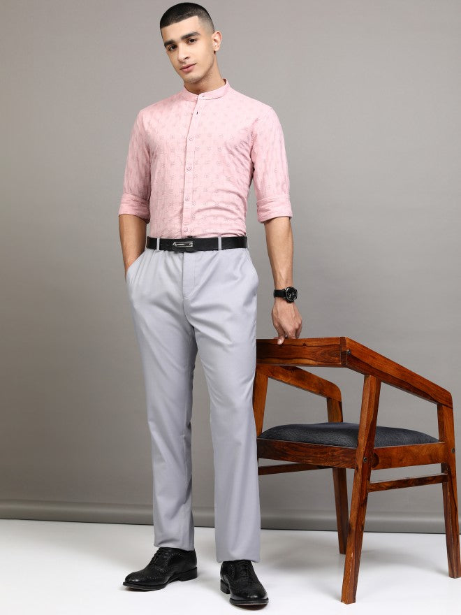 Highlander Men Pink Textured Regular Fit Casual Shirt - Pink - Image 2