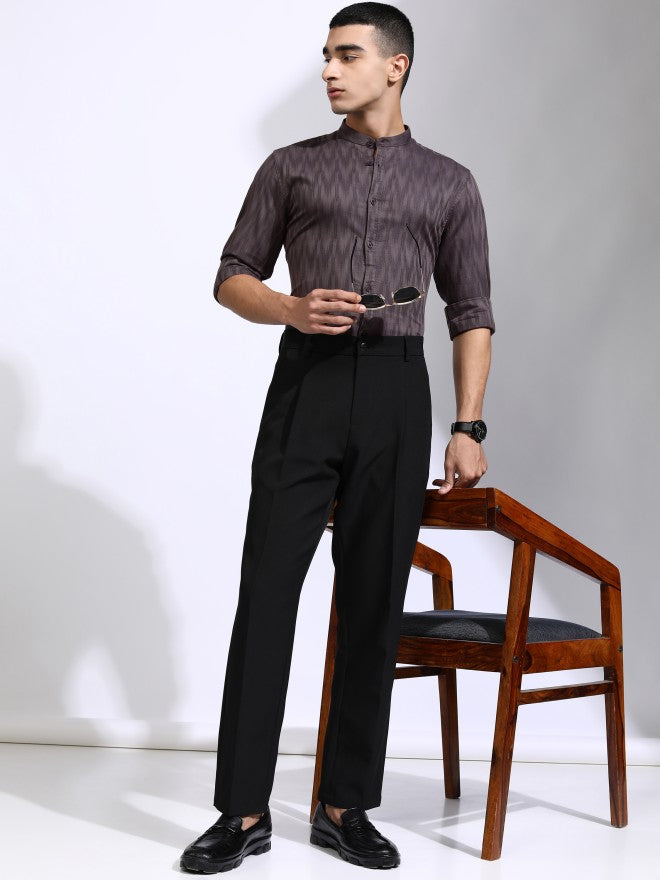 Highlander Men Purple Textured Regular Fit Casual Shirt - Purple - Image 2