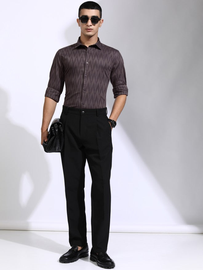 Highlander Men Purple Textured Slim Fit Casual Shirt - Purple - Image 2