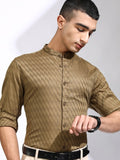 Highlander Men Khaki Textured Regular Fit Casual Shirt - Khaki - Image 1