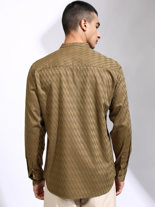 Highlander Men Khaki Textured Regular Fit Casual Shirt - Khaki - Image 3