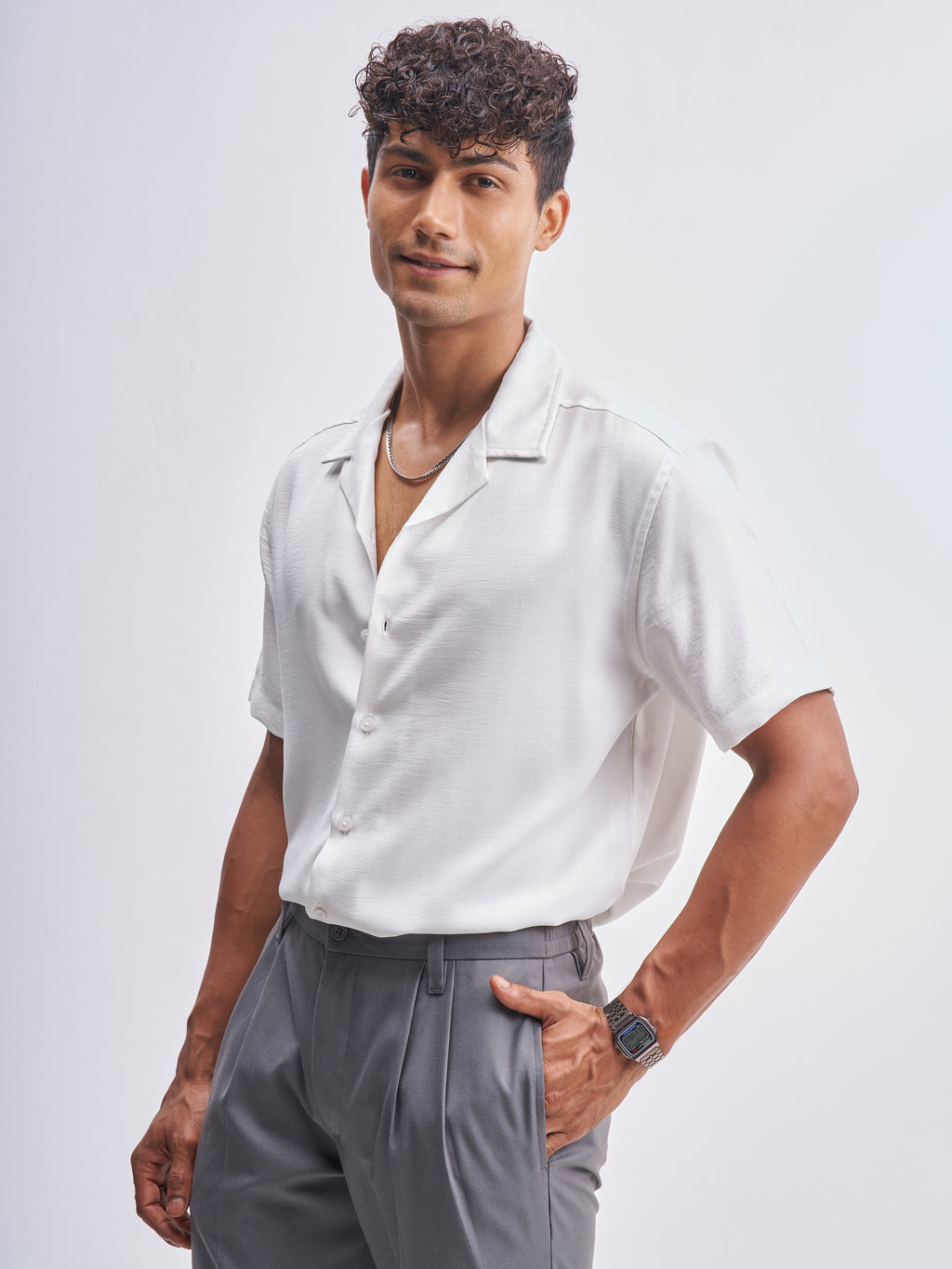 Highlander Men White Solid Relaxed Fit Casual Shirt - White - Image 4