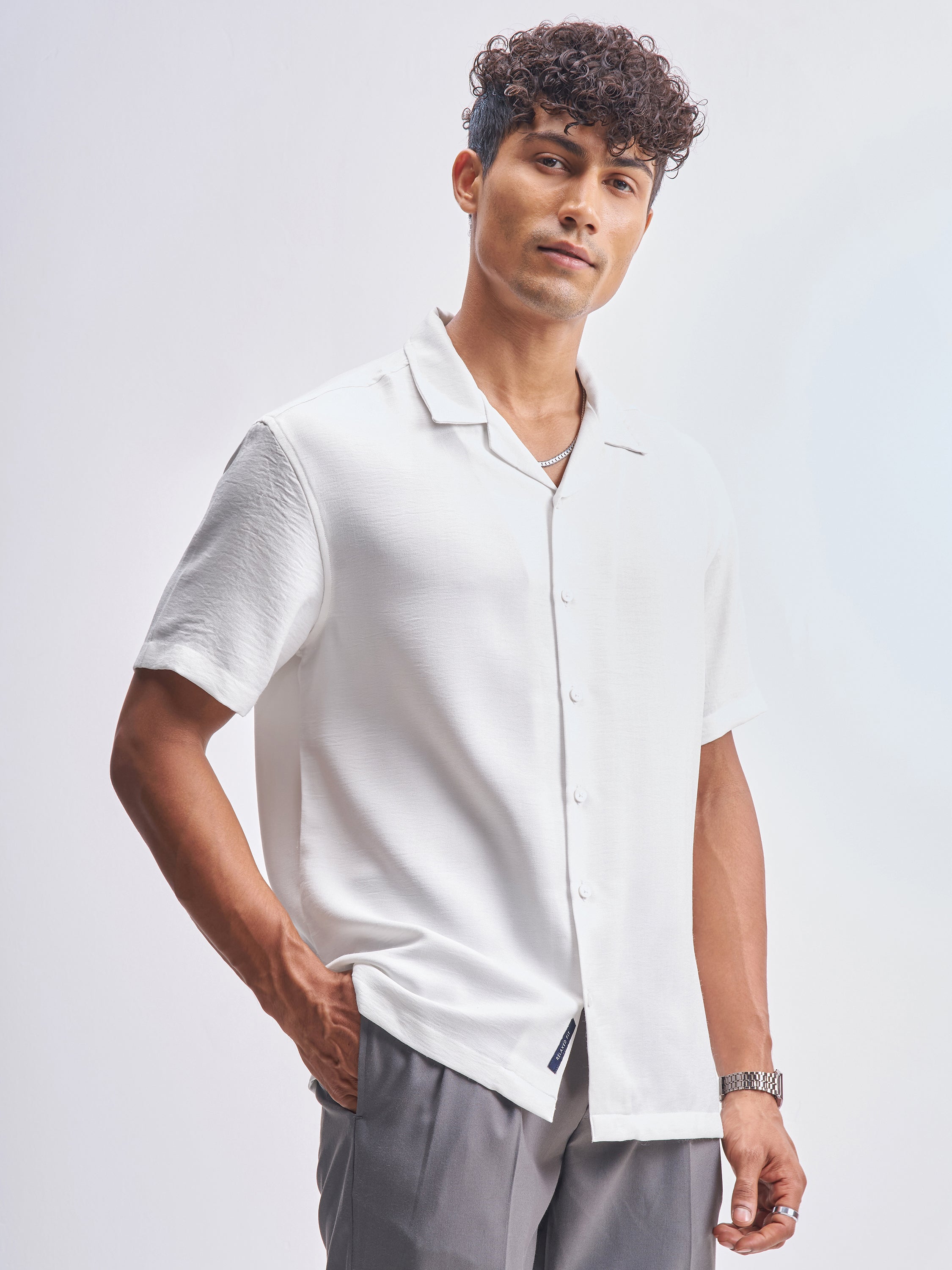 Highlander Men White Solid Relaxed Fit Casual Shirt - White - Image 6