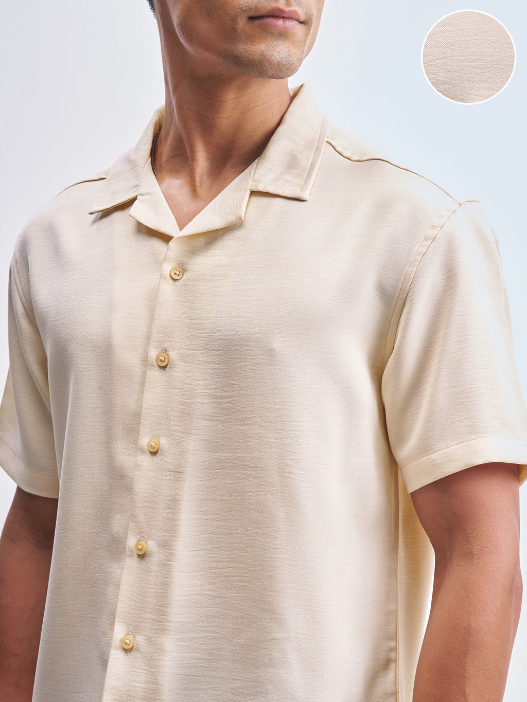 Highlander Men Cream Solid Relaxed Fit Casual Shirt - Cream - Image 5
