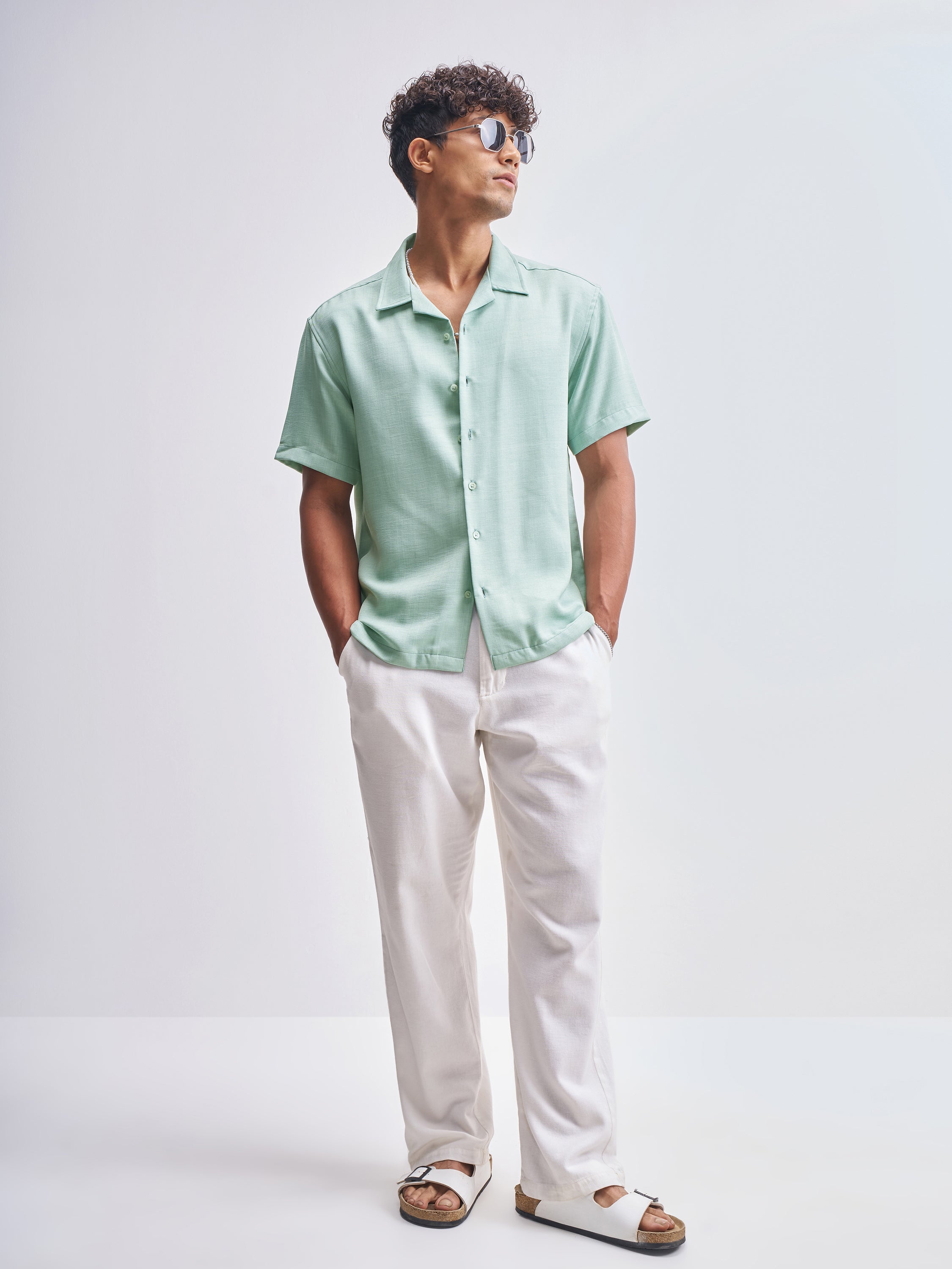 Highlander Men Green Solid Relaxed Fit Casual Shirt - Green - Image 2