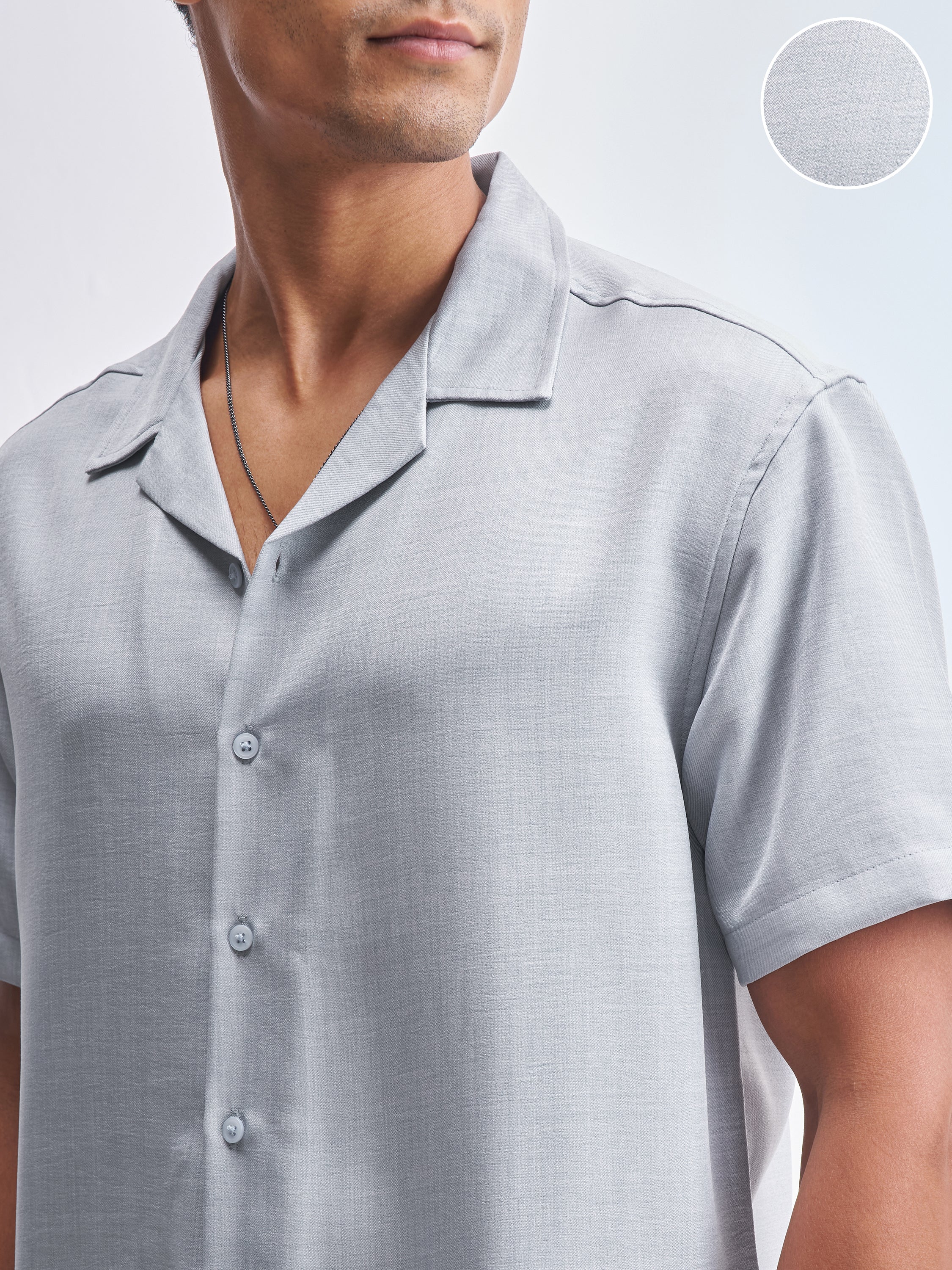 Highlander Men Grey Solid Relaxed Fit Casual Shirt - Grey - Image 5