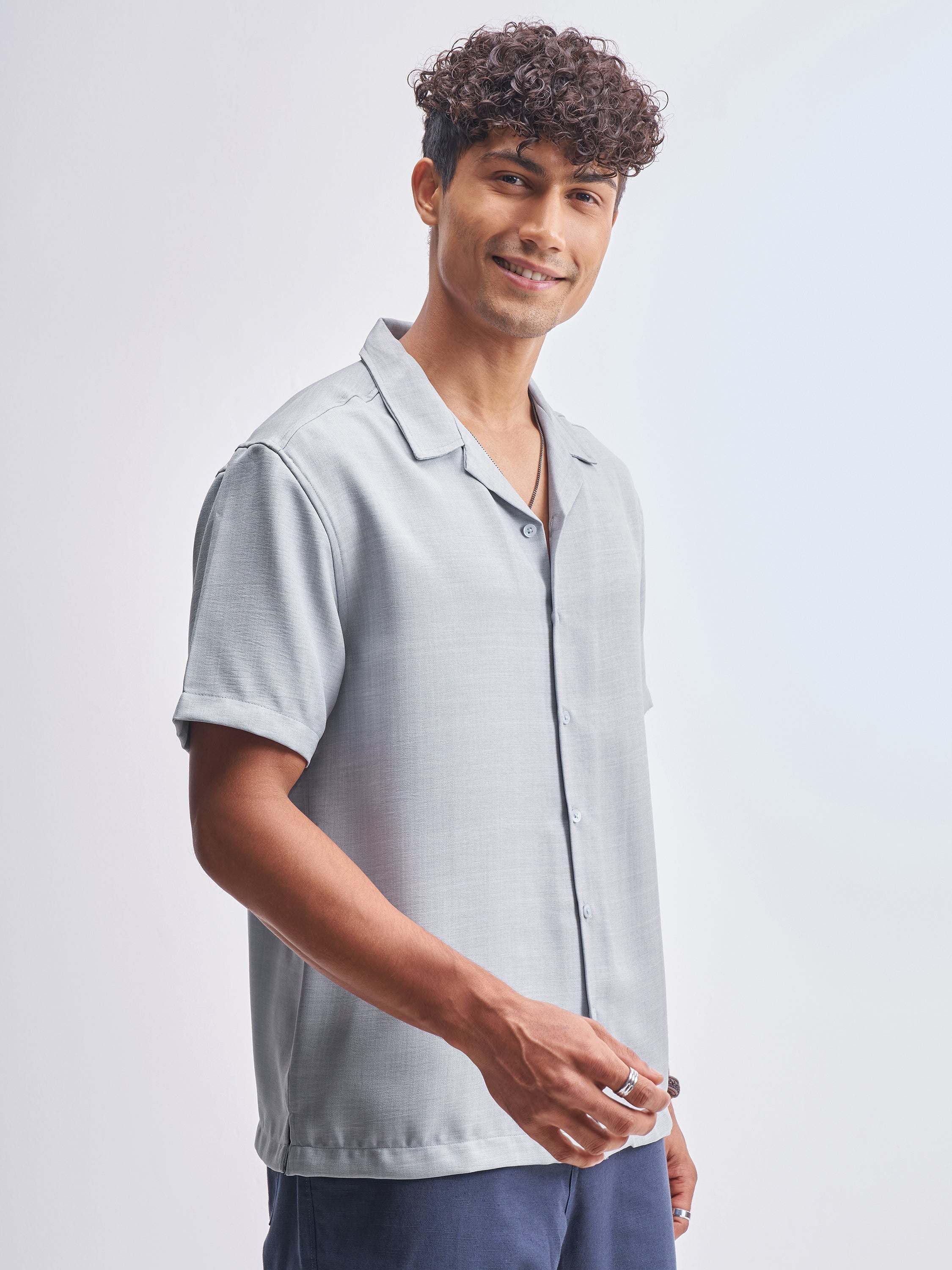 Highlander Men Grey Solid Relaxed Fit Casual Shirt - Grey - Image 6
