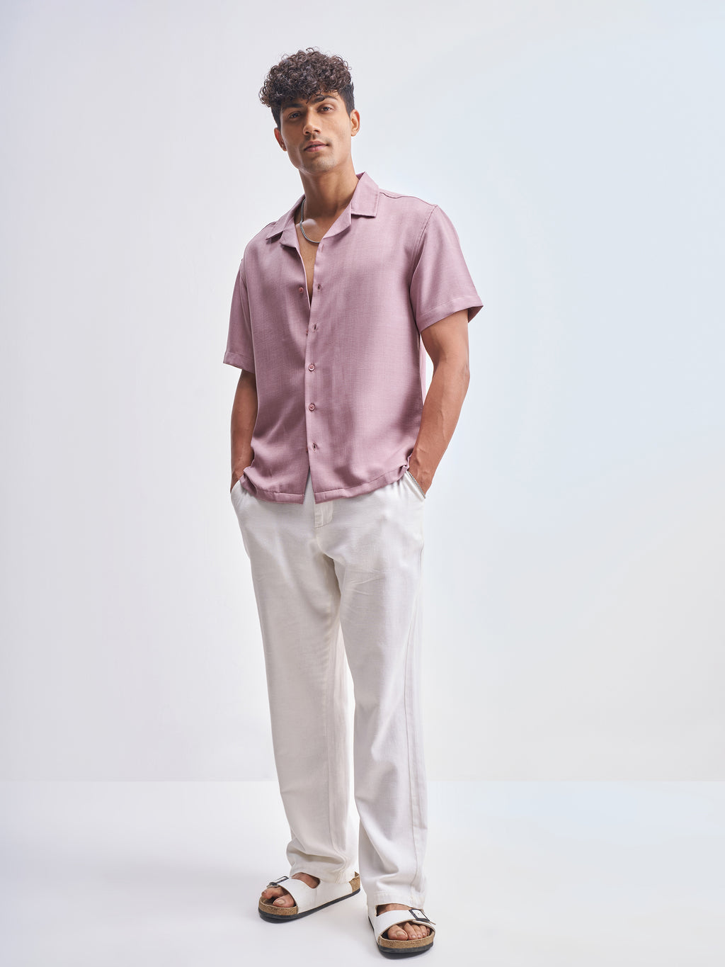 Highlander Men Lavender Solid Relaxed Fit Casual Shirt - Lavender - Image 2