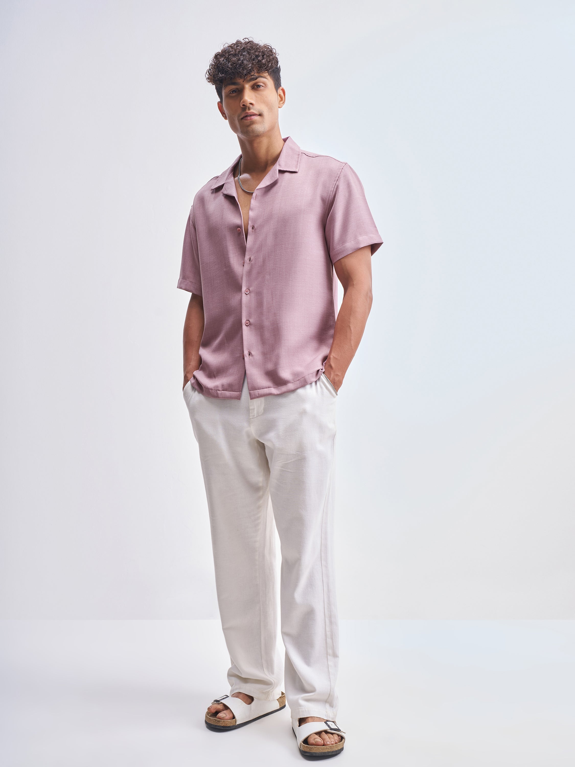 Highlander Men Lavender Solid Relaxed Fit Casual Shirt - Lavender - Image 2