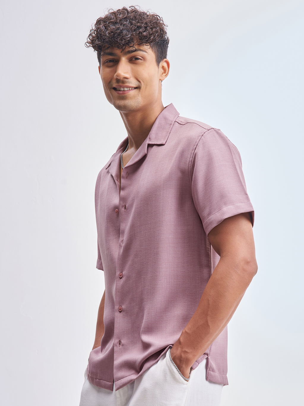 Highlander Men Lavender Solid Relaxed Fit Casual Shirt - Lavender - Image 4