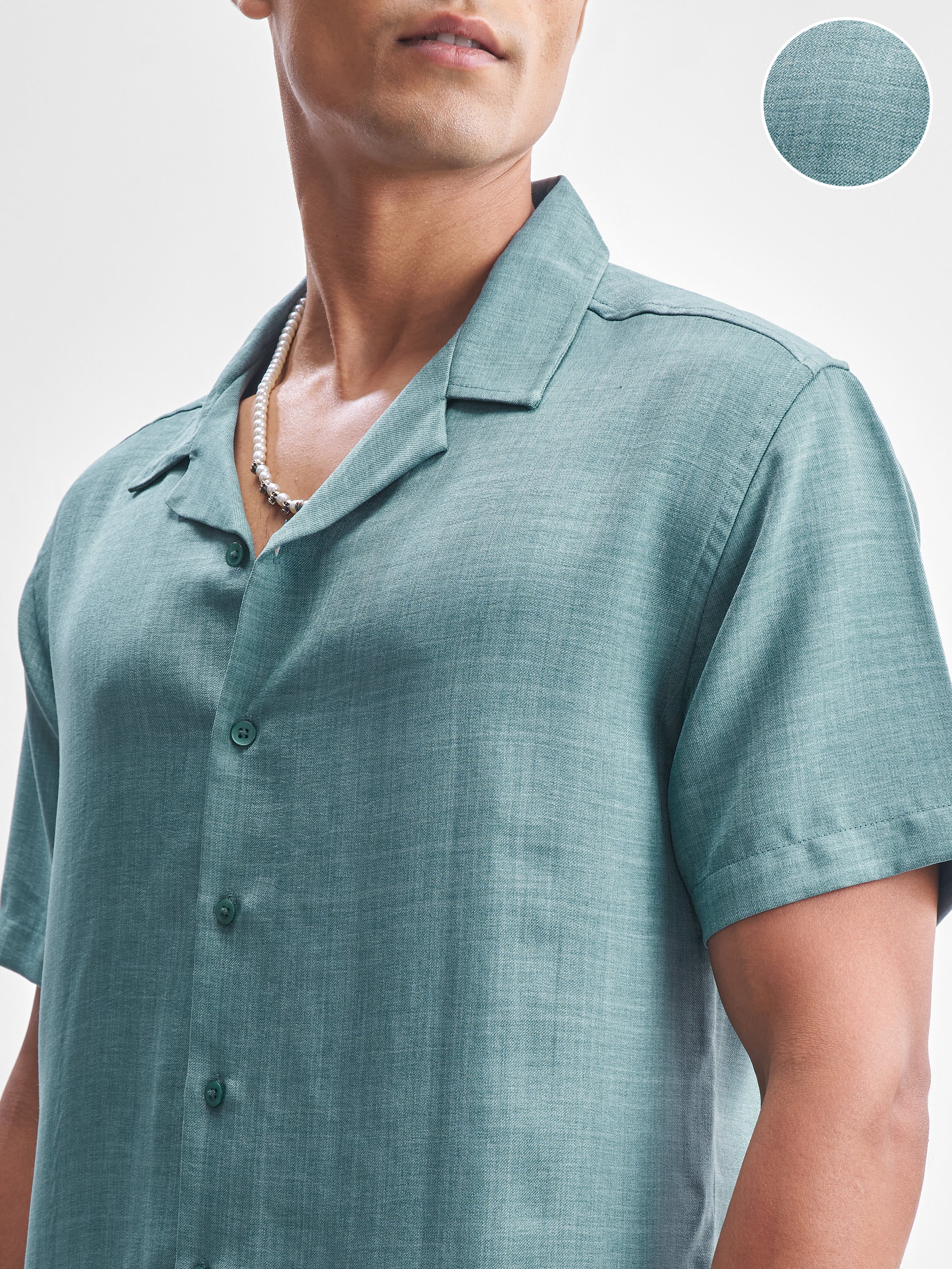 Highlander Men Teal Solid Relaxed Fit Casual Shirt - Teal - Image 5