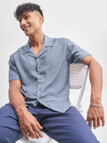 Highlander Men Blue Solid Relaxed Fit Casual Shirt - Blue - Image 1