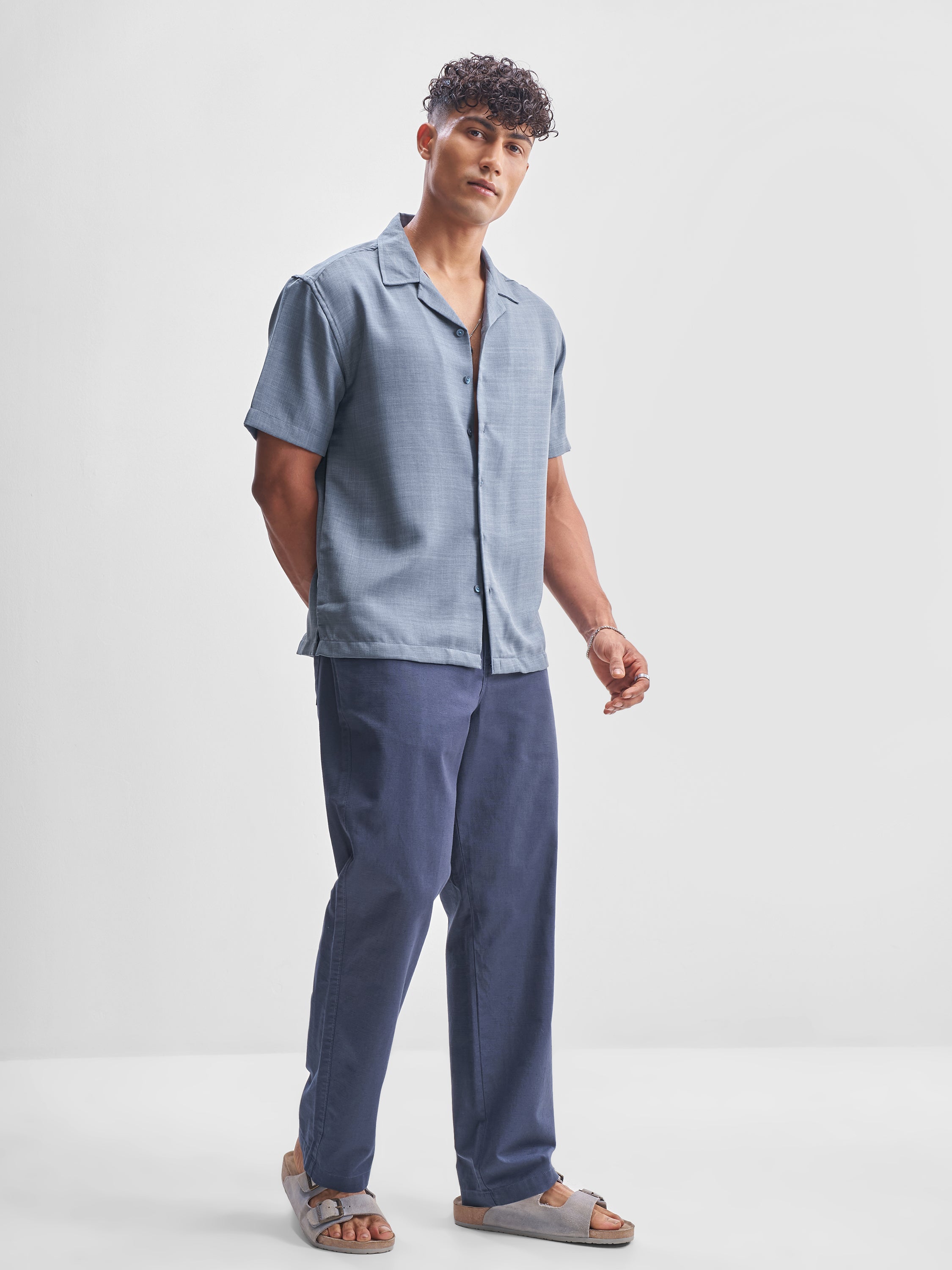 Highlander Men Blue Solid Relaxed Fit Casual Shirt - Blue - Image 2