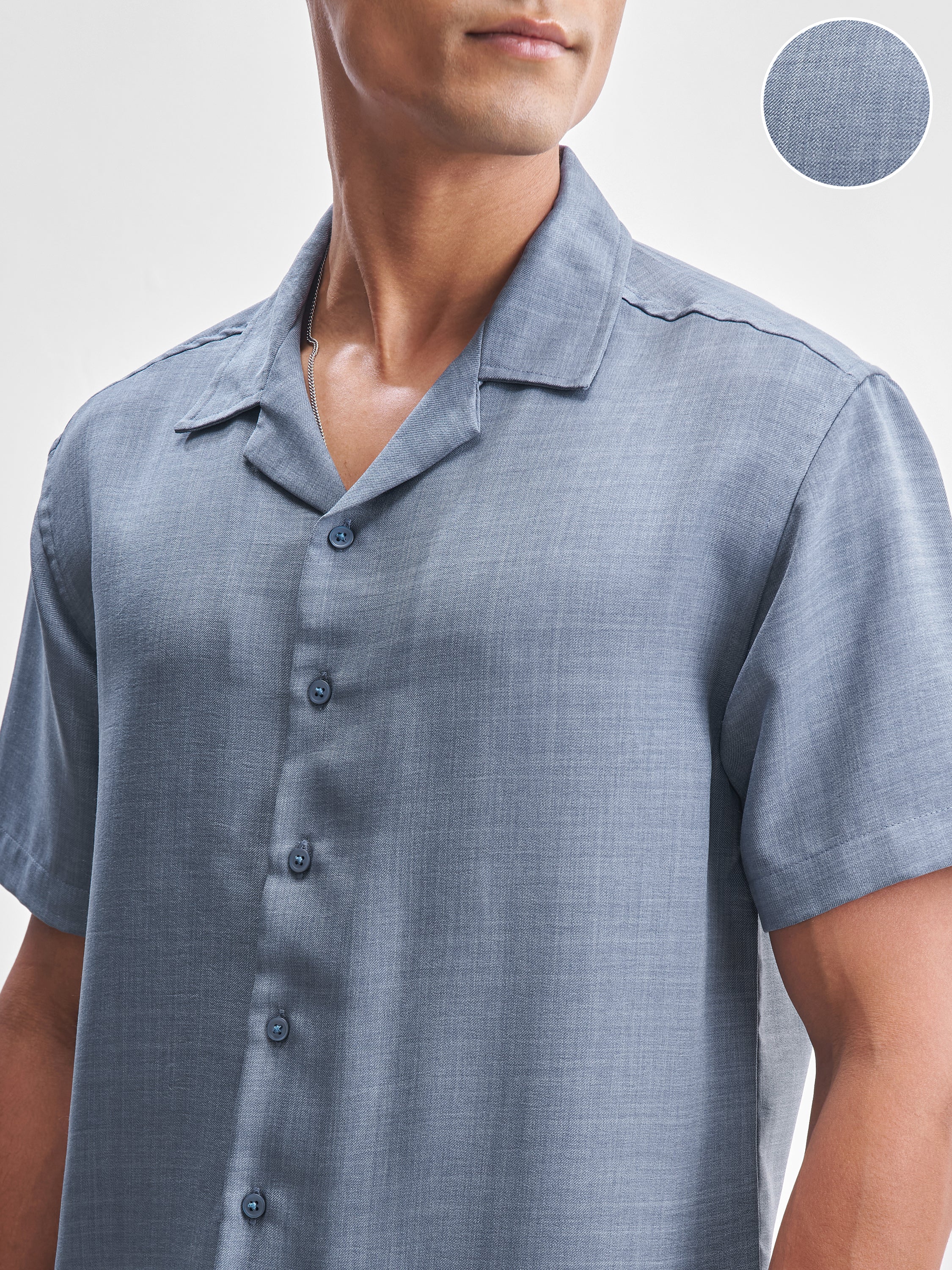 Highlander Men Blue Solid Relaxed Fit Casual Shirt - Blue - Image 5