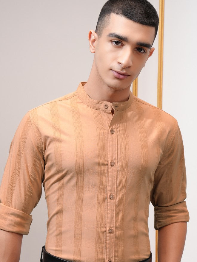 Highlander Men Orange Checked Regular Fit Casual Shirt - Orange - Image 1