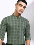 Highlander Men Olive Checked Regular Fit Casual Shirt - Olive - Image 1