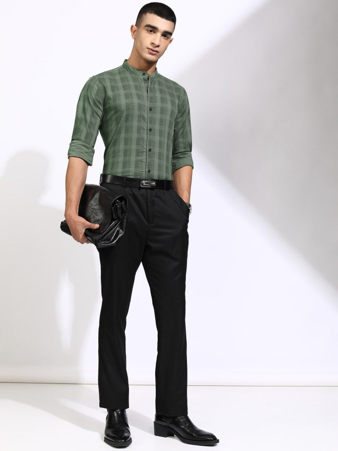 Highlander Men Olive Checked Regular Fit Casual Shirt - Olive - Image 2